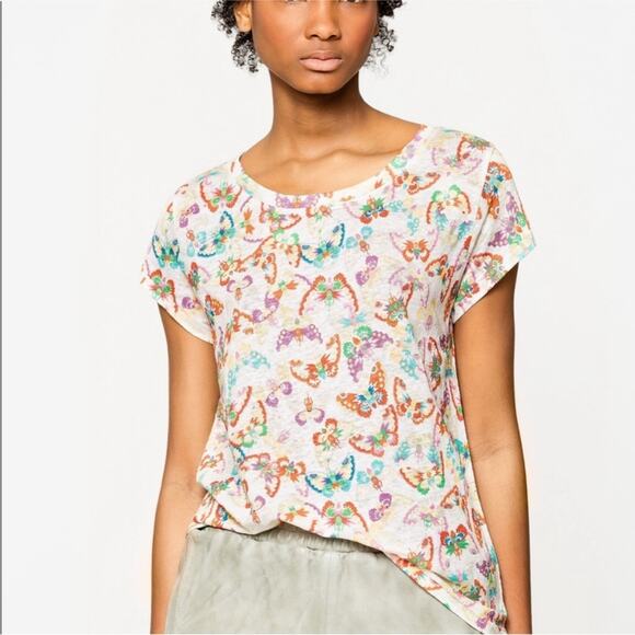 Zadig & Voltaire Meryl Lin Butterfly Skull Linen Tee XS - Picture 1 of 9